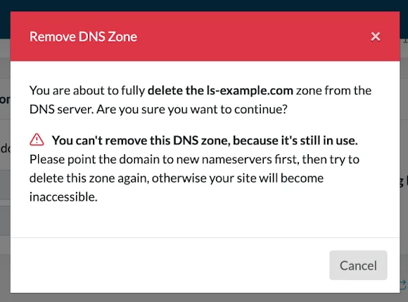 Remove DNS Zone from QUIC.cloud