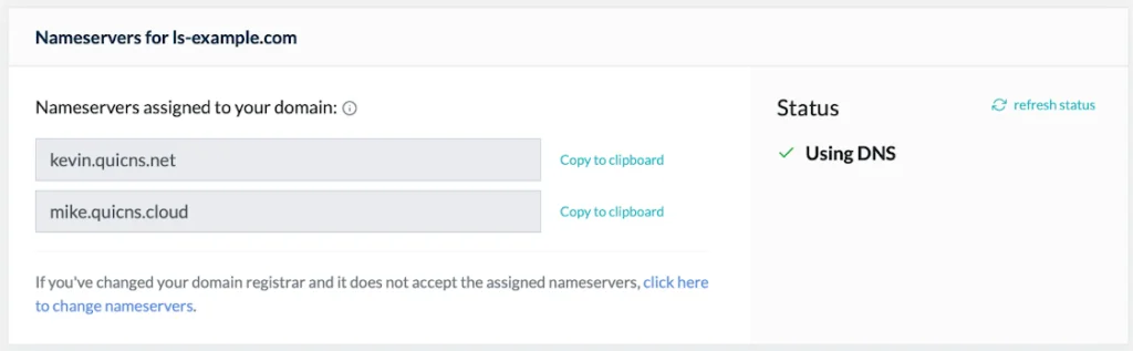 QUIC.cloud nameservers