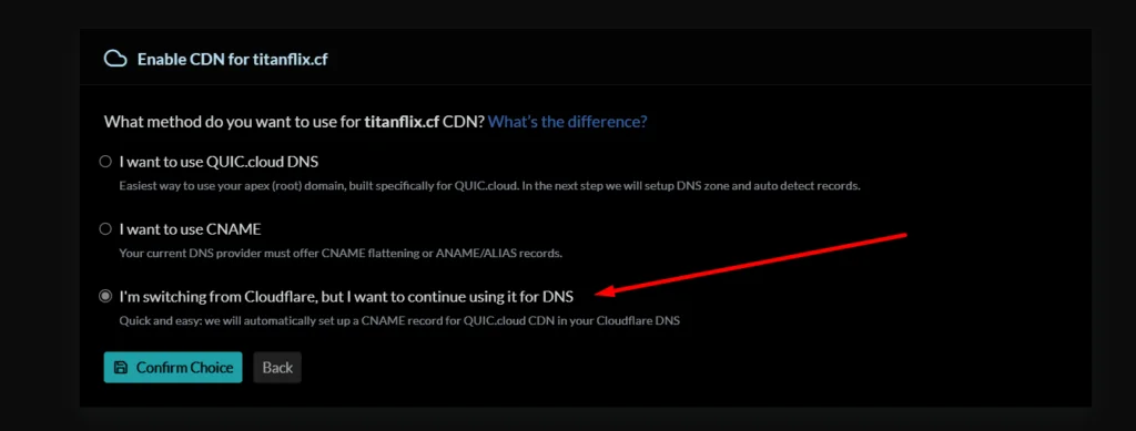 Choose Cloudflare DNS